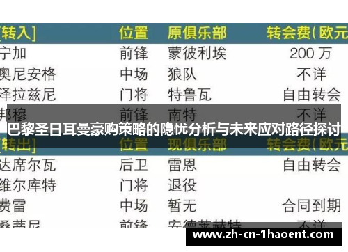 巴黎圣日耳曼豪购策略的隐忧分析与未来应对路径探讨